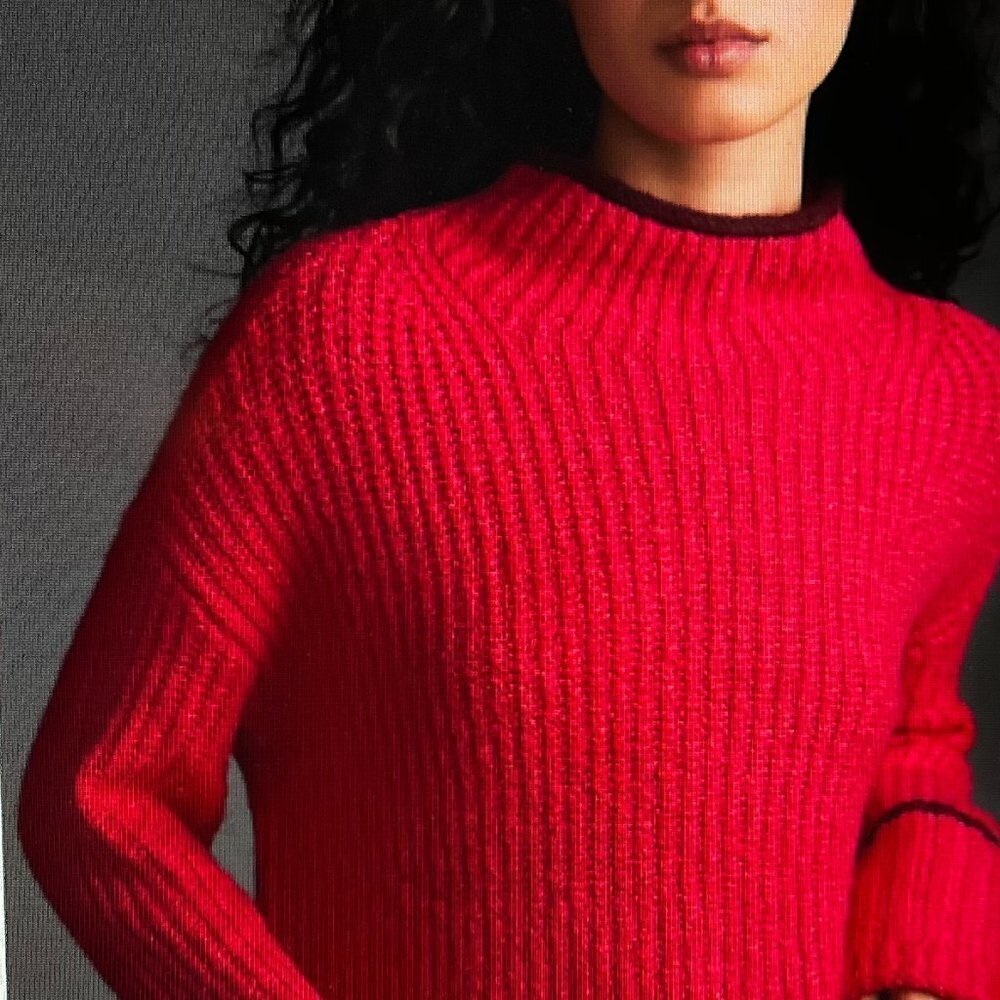 THE MAEVE MOCK-NECK COLOR-TIPPED SWEATER Size M